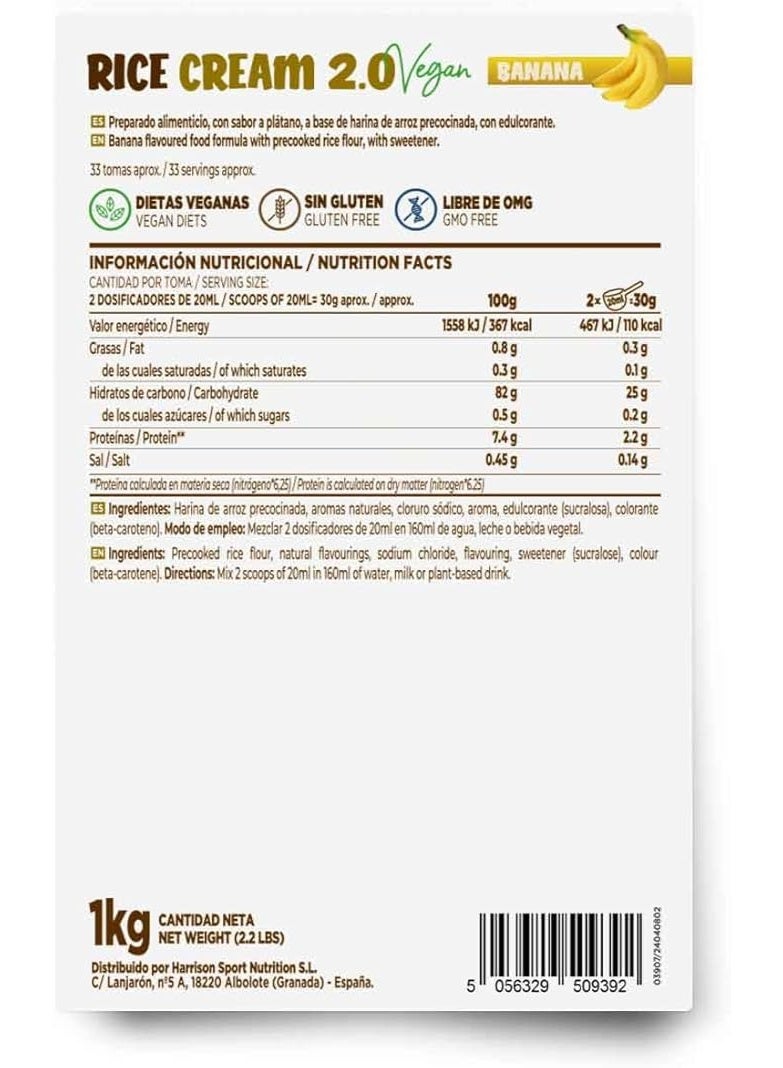 HSN Rice Cream | Banana 1 kg | 100% Pregelatinized Rice Flour with Extra Fine and Creamy Texture | No Added Sugars | No Doser Included | Non-GMO, Vegan, Gluten Free - Image 2